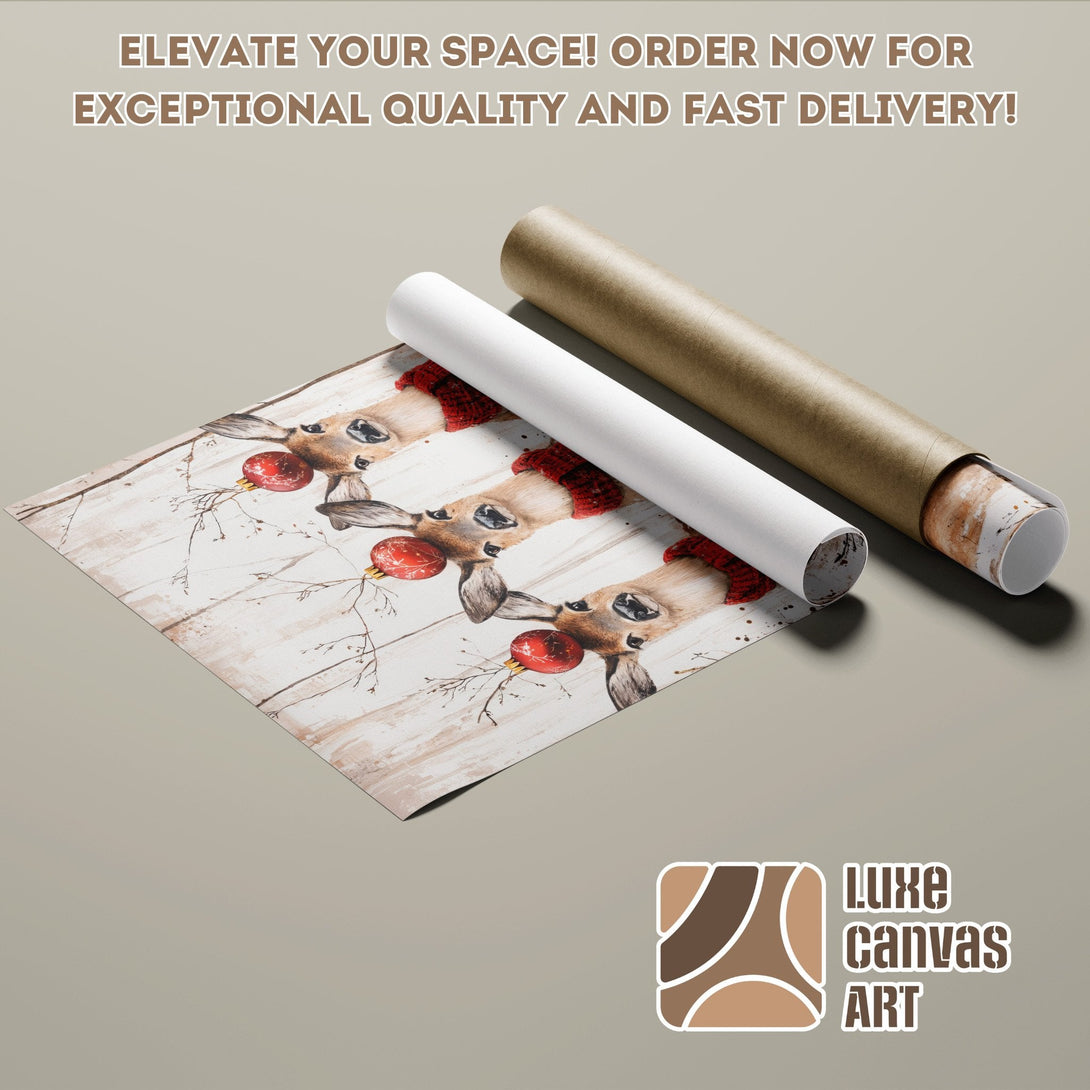 Poster Roll featuring watercolor deer art, rustic style, warm neutral tones. Order now!