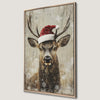 Festive Deer Portrait Canvas Print Christmas Wall Art