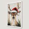 Festive Deer with Santa Hat Art Poster for Holiday Cheer
