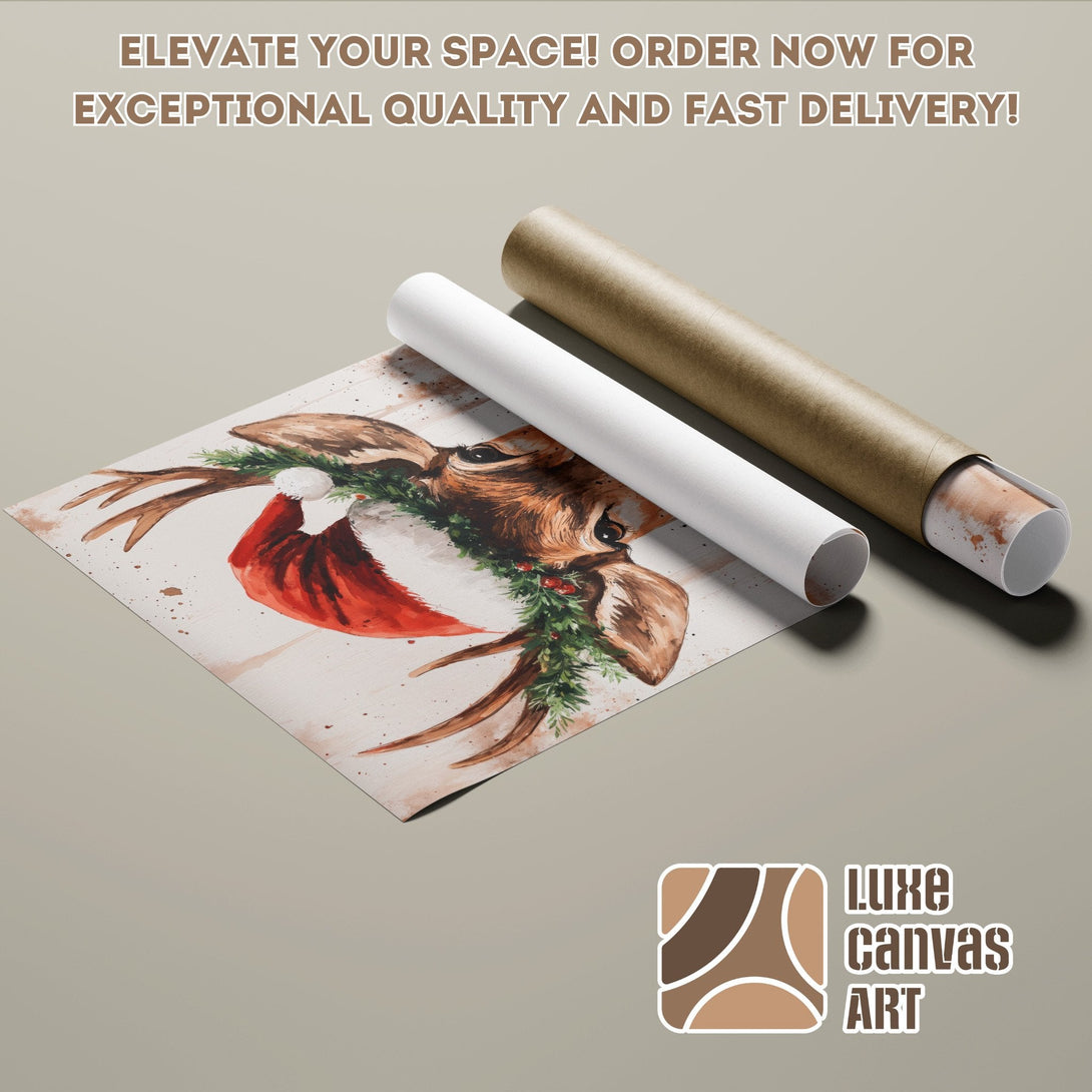 Watercolor deer Poster Roll art in warm tones. Elevate your space with this beautiful poster!