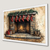 Festive Fireplace Art Poster | Cozy Christmas Decor