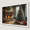 Festive Fireplace Art Poster for Christmas Decor