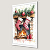 Festive Fireplace Scene Art Poster - Holiday Wall Decor
