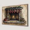 Festive Fireplace with Stockings Christmas Canvas Print