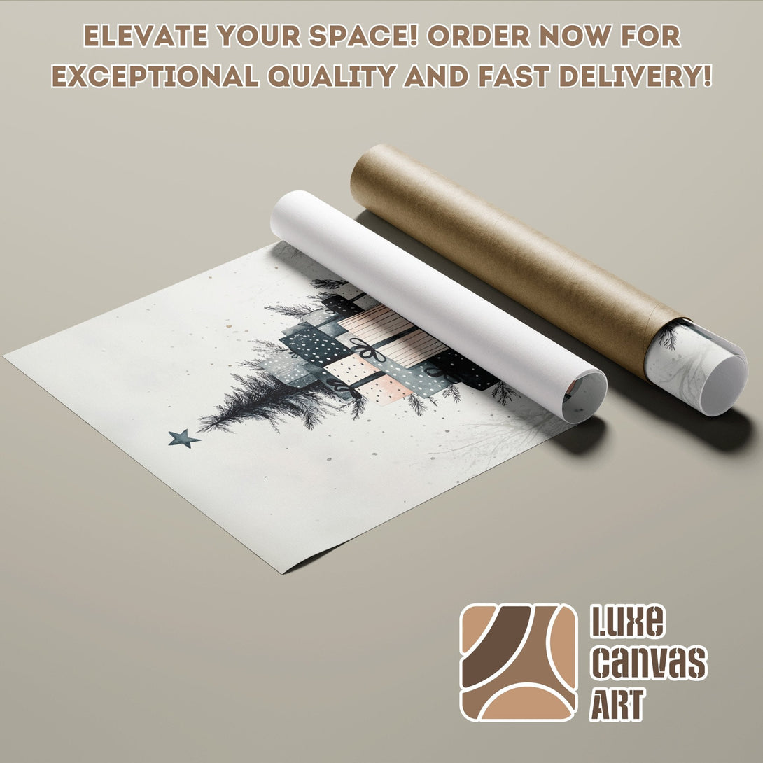 Poster Roll featuring a Christmas tree design in a neutral color palette. Elevate your space!