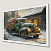 Festive Pickup Truck Art Poster | Holiday Wall Decor