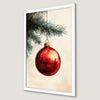 Festive Red Bauble Art Poster for Christmas Decor