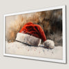 Festive Red Santa Hat Art Poster for Holiday Decor