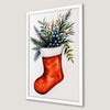 Festive Red Stocking Art Poster - Holiday Wall Decor