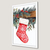 Festive Red Stocking with Pine Art Poster for Holiday Cheer