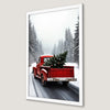 Festive Red Truck Art Poster for Holiday Decor