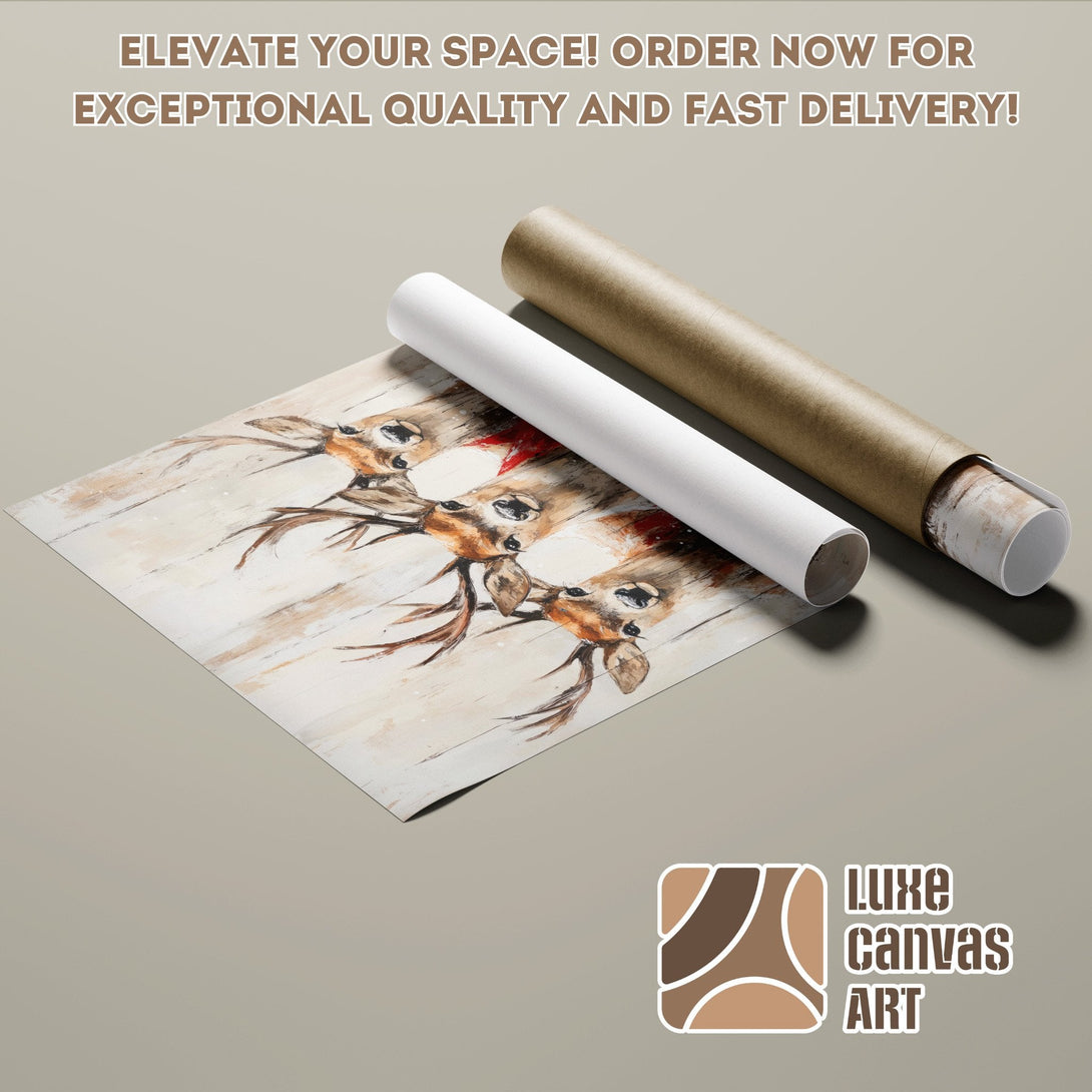 Poster Roll featuring deer art in a rustic style, warm neutral color palette. Order now!