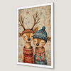 Festive Reindeer Duo Art Poster - Cozy Christmas Wall Decor