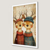 Festive Reindeer Duo Art Poster for Holiday Cheer