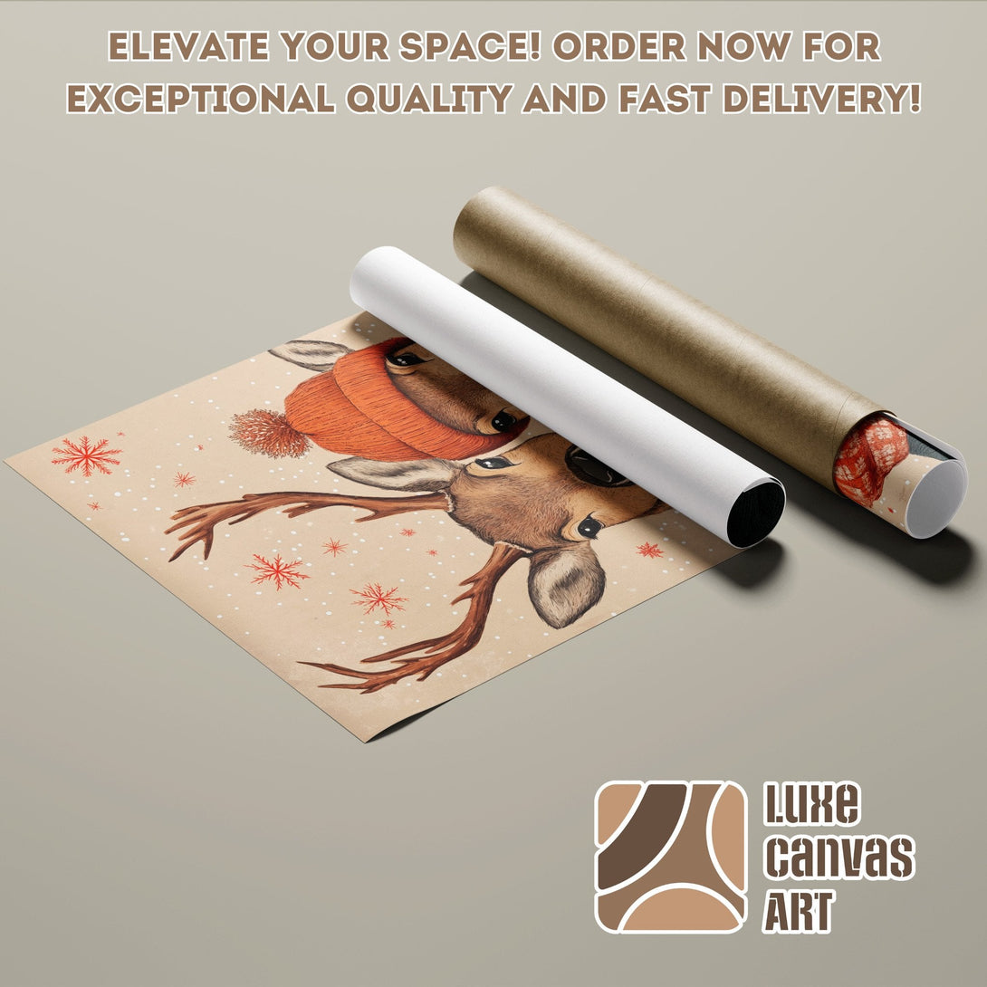 Poster Roll featuring a deer illustration in warm tones, perfect for your home decor!