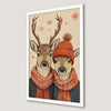 Festive Reindeer Duo Art Poster - Holiday Wall Decor