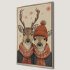 Festive Reindeer Duo Canvas Print Christmas Decor