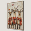 Festive Reindeer Trio Canvas Print Whimsical Xmas Art