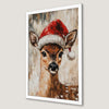 Festive Reindeer with Santa Hat Art Poster for Holiday Cheer