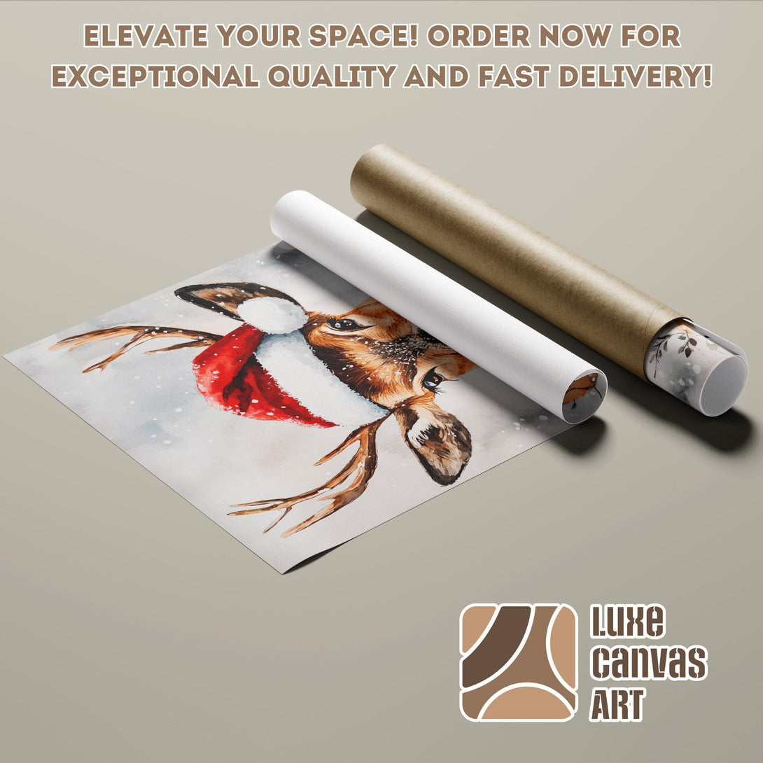 Watercolor deer Poster Roll in warm tones, perfect for your home decor. Order now!