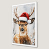 Festive Reindeer with Santa Hat Art Poster for Holiday Decor