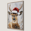 Festive Reindeer with Santa Hat Canvas Print Decor