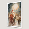 Festive Santa and Reindeer Art Poster for Christmas Decor