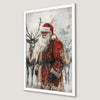 Festive Santa and Reindeer Art Poster for Holiday Cheer