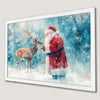 Festive Santa and Reindeer Art Poster for Holiday Decor