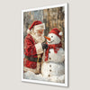 Festive Santa and Snowman Art Poster for Holiday Cheer