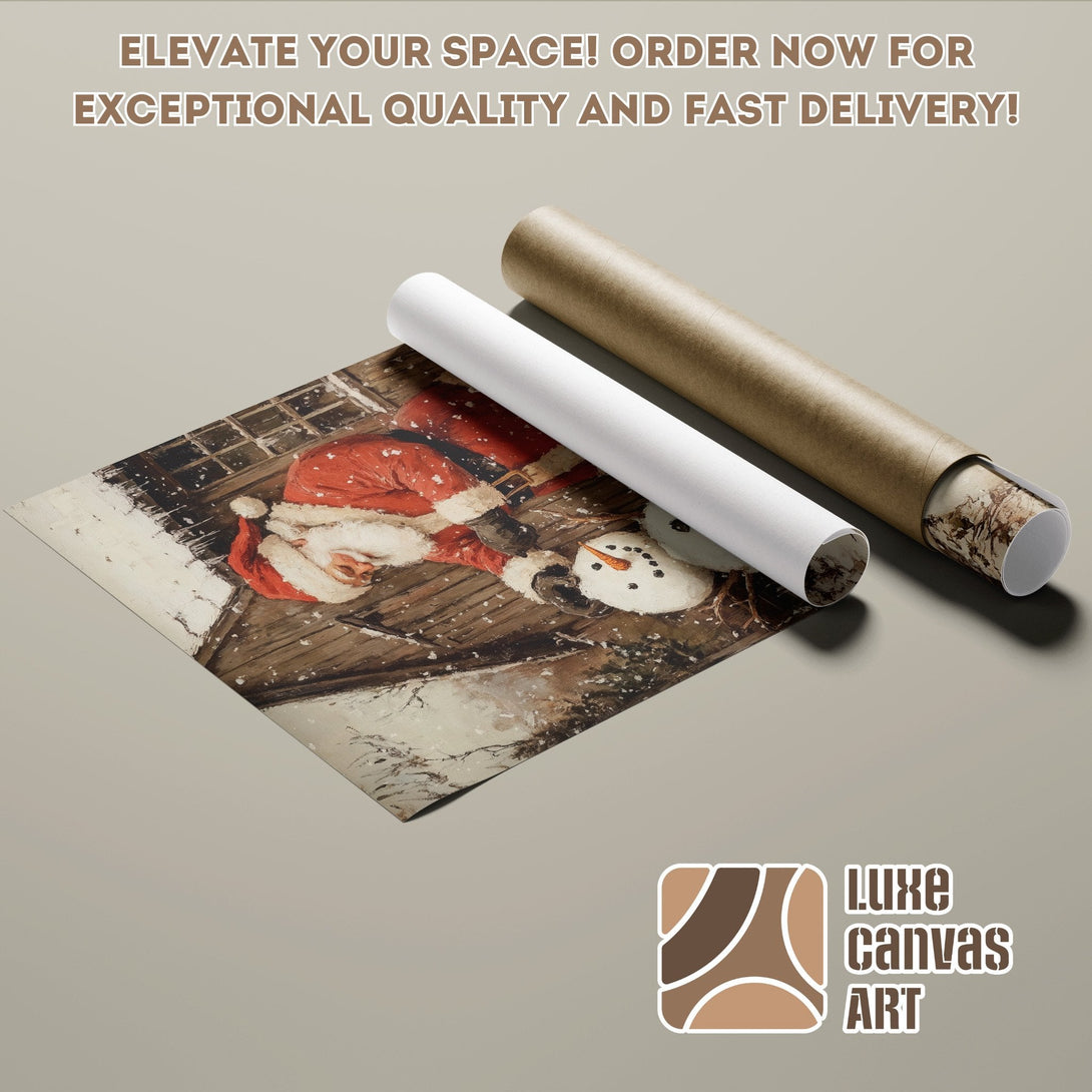 Poster Roll featuring Santa Claus artwork, rustic style, warm color palette. Order yours today!