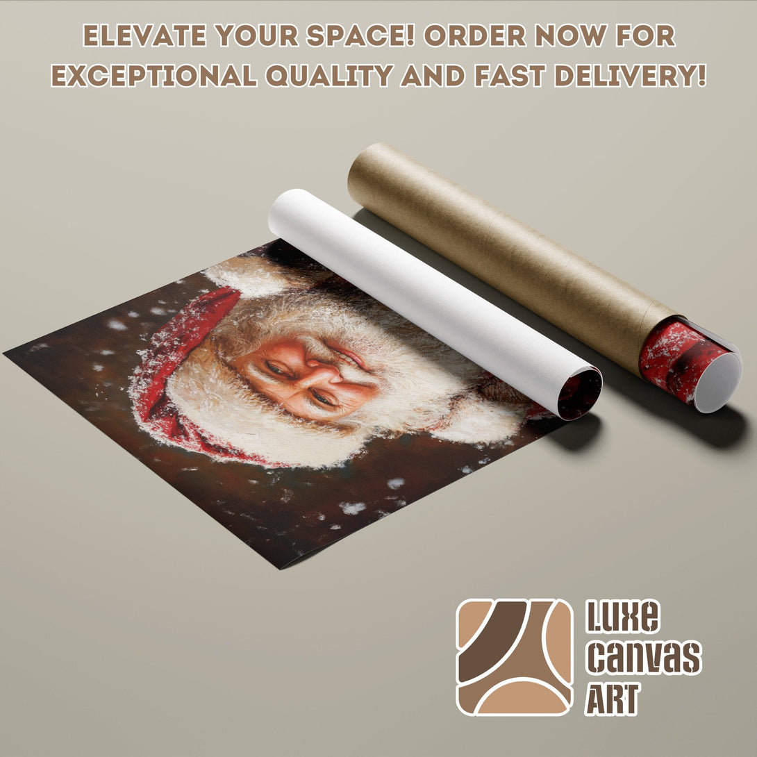 Santa Claus Poster Roll, oil painting style, warm color palette. Order now!