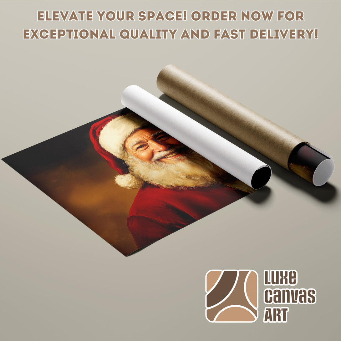 Santa Claus Poster Roll in warm tones. Elevate your space with this festive artwork!