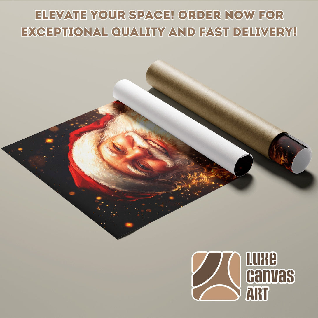 Poster Roll featuring Santa Claus art in red, black, and gold. Elevate your space with this unique art!