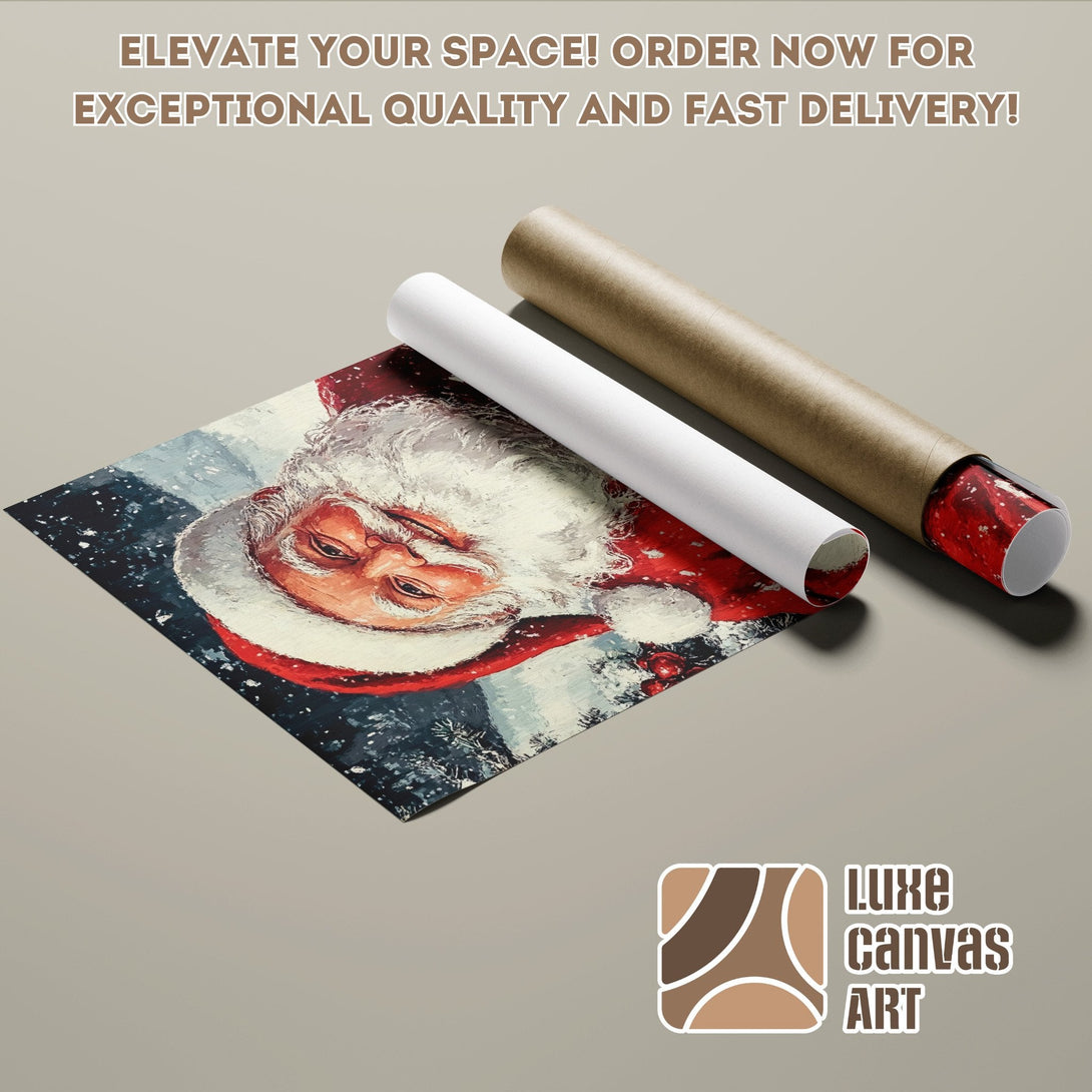 Santa Claus art Poster Roll, festive style, red & white color palette. Order now for fast delivery!