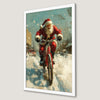 Festive Santa Claus Bicycle Art Poster for Holiday Decor