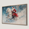 Festive Santa Claus on White Horse Canvas Print