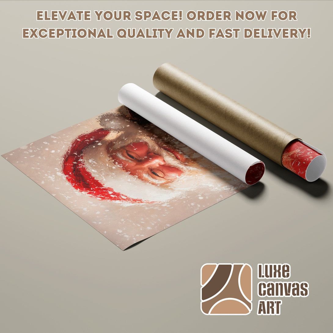 Santa Claus Poster Roll in warm tones, perfect for Christmas decor. Order now!