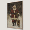 Festive Santa Claus Walking Dog Canvas Print Xmas Decor