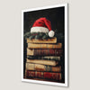 Festive Santa Hat on Books Art Poster for Christmas