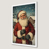 Festive Santa in Snowy Landscape Art Poster for Holiday Decor