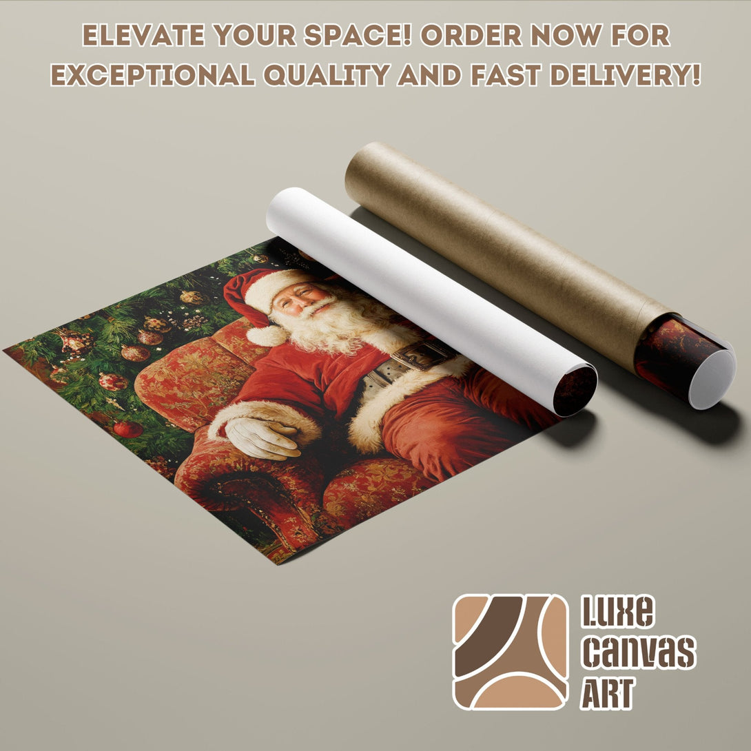 Santa Claus Poster Roll, festive artwork with red and green color palette. Order now!