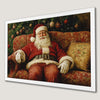 Festive Santa on Couch Art Poster for Holiday Decor
