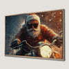 Festive Santa on Motorcycle Canvas Print Wall Art
