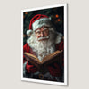 Festive Santa Reading Portrait Art Poster for Christmas Decor