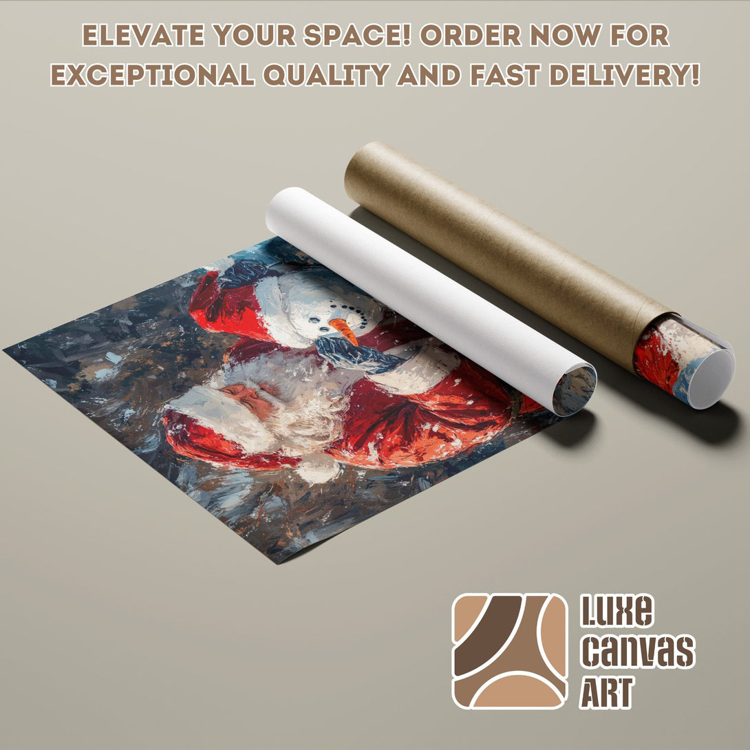 Poster Roll featuring a Santa Claus painting in a vibrant red, blue, and white color palette. Order yours today!