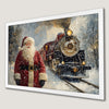 Festive Santa Train Art Poster | Holiday Home Decor