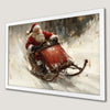 Festive Santa's Sleigh Ride Art Poster for Holiday Decor