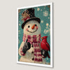 Festive Snowman and Cardinal Art Poster for Holiday Decor