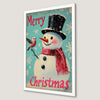 Festive Snowman and Winter Birds Art Poster for Christmas